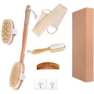 Treesmile Bad Borstel Set Douche Borstel Body Scrubber Terug Scrubber Voor Douche Natuurlijke Loofah Spons Douche Loofah Poef