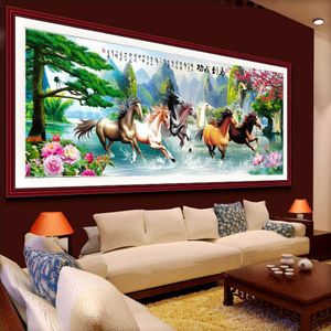 Acht rossen foto paarden Chinese stijl Bricolage borduurpakketten DMC Gedrukt Borduurwerk DIY Handgemaakte Handwerken Muur Decor