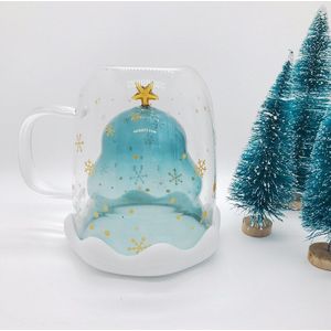 3D Transparante Dubbele Anti-Brandwonden Glas Kerstboom Ster Melk Koffie Sapkop kinderen Kerstcadeau