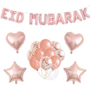 1Set 16Inch Eid Mubarak Ballonnen Ramadan Decoratie 10Inch Rose Gold Confetti Ballonnen Voor Moslim Festival Party Decor levert