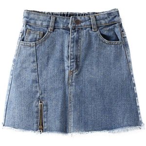 Baby Meisje Kleding Kinderen Denim Blauwe Rok Kids Elastische Taille Rits Denim Rok Tieners Meisjes Kleding Leeftijd 2 -14 Jr