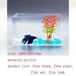 Ultra Wit Acryl Aquarium Mini Aquarium Fish Water Plant Kleine Vis Kom Set