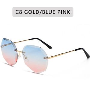 Mode Randloze Zonnebril Vrouwen Zonnebril Gradiënt Tinten Snijden Lens Dames Frameloze Metalen Brillen UV400