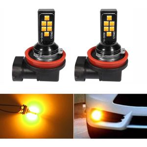 Nhautp 2Pcs H8 H11 Led Auto Mistlampen Amber/Witte Kleur Lampen Voor Auto Led Mistlicht drl 1200Lm 12V