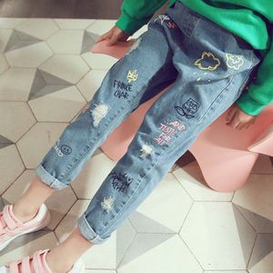 Herfst Gescheurde Jeans voor Meisjes Kids Jeans 7/8 Gat Toevallige Kinderen Tieners Jeans