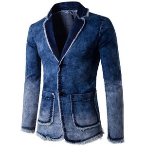 Lente Herfst Blazer Mannen Katoen Denim Smart Casual Mannen Jas Slim Fit Suits Kleding Maat M-XXL