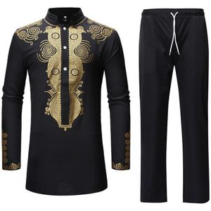 Volledige Mouw Luxe Man Shirt Broek Set 3D Print Afrikaanse Stijl Hip Hop Street Wear Mannelijke Dashiki Shirt Tops Bazin riche Outfit