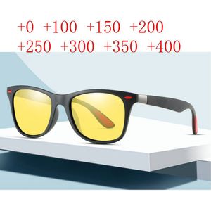 Retro Vierkante Mannen Multifocale Leesbril Vrouwen Mannen Dioptrie Brillen Bifocale Nachtzicht Zonnebril Voor Dichtbij En Ver Nx
