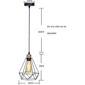 Zhaoke Moderne Industriële Vintage Kooi Hanger Licht Ijzer Art Diamant Piramide Smeedijzeren Thuis Plafondlamp Geschikt Voor E27 Lampen