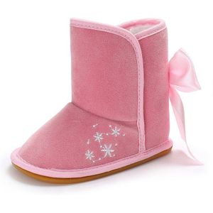 Sneeuwvlok Print Big Bows Dikke Warme Baby Laarzen Anti-Slip Rubberen Zolen Peuter Baby Meisjes Schoenen Winter Baby Meisje snowboots