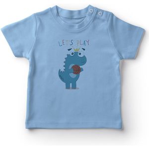 Angemiel Baby Basketbal Spelen Dinosaurus Jongens Baby T-shirt Blauw