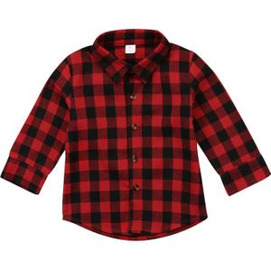 Peuter Kind Baby Jongen Meisje Gedrukt Plaid Tops Lange Mouw T-shirt Kleding Baby Meisje Kleding Rode Plaid Shirt Jas Voor baby Meisje