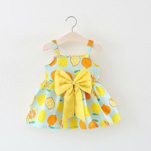 Pudcoco Zomer Pasgeboren Baby Meisje Strik Kleding Prinses Jurk Outfits Sunsuit Citroen Strik Leuke Zomer 0-3Y