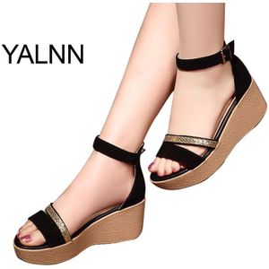 YALNN Vrouwen Sandalen Zomer Mode Zwarte Vrouwen Sandalen Vrouwelijke Trifle Cover Hakken voor Vrouwen