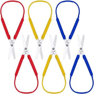 Loop Schaar Kleurrijke Grip Schaar Loop Handvat Zelf-Opening Schaar Adaptieve Snijden Schaar 8 Inch (6 Packs)