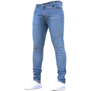 S-3XL mode Herfst Winter Mannen Skinny Jeans S-lim Fit Denim Leggings Lange Ripped Stretch Broek Elastische Taille blauw broek