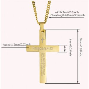 Mode Goud Zwart Kruis Hanger Met Schrift Met Ketting Ketting Sieraden Als Kerstcadeaus