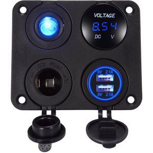 4 In 1 Autolader Dual Usb Charger 4.2A Voltmeter 12V Sigarettenaansteker Aan-uit Schakelaar Voor Boot marine Rv Truck Camper Voertuigen
