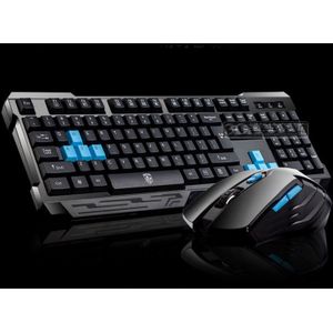 Vococal Gaming Toetsenbord Muis Set Mode 2.4G Draadloze Computer Laptop PC Toetsenbord Muizen Kit voor Home Office Studie Gamer zwart