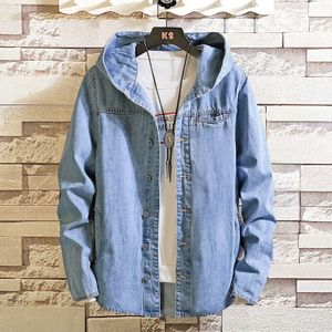 Lente Mannen Denim Jas Jong Hooded Denim Jas