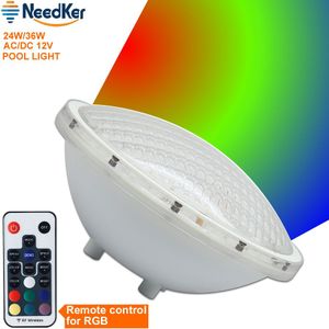 PAR56 Led Zwembad Licht 24W 36W Leds Spa Lights Rgb + Remote 12V Fontein Lamp Warm koud Wit IP68 Waterdicht Spotlight