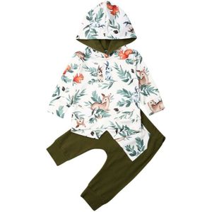 0-24M Kids Baby Meisje Jongen Kleding Sets Bloemen Dier Hooded Tops Broek Leggings Set Herfst Outfits Kleding