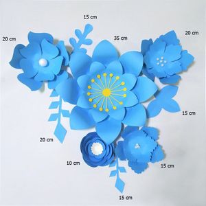 Handgemaakte Blauw Makkelijk Gemaakt DIY Papier Bloemen Blauwe Bladeren Set Voor Nursery Muur Deco Baby Shower Jongens Kamer Achtergrond Video tutorials