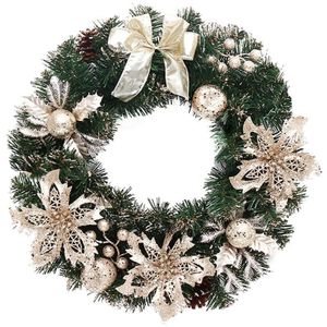 Mode Mooie Elegante Opknoping Kerst Krans Guirlande Glitter Bloem Fruit Bal Kegel Xmas Ornamenten Venster Deur