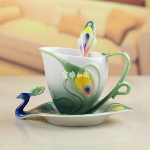 Emaille Pauw Koffie Caneca Cups Set Keramische Drinkware China Bone Copos