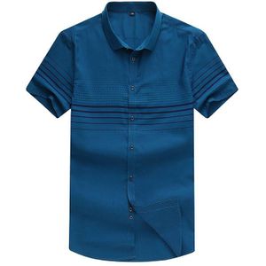 Plus Size 8XL 7XL 6XL 5XL Mannen Gestreepte Korte Mouwen Casual Shirt De Trend Van Vet Zomer jeugd Extra Large Shirt