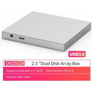 Blueendless Aluminium Tool Gratis 2 Bay 3.5 "Sata Naar Usb 3.0 Externe Harde Schijf Behuizing Ondersteuning 2X10tb Drive