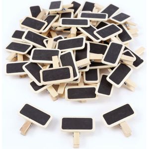 50 Mini Schoolbord Hout Bericht Slate Rechthoek Clip Clip Panel Card Memo Label Prijs Plaats Nummer Tafel