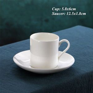 Zuiver Wit Keramische Espresso Koffiekopje Met Schotel Set Creatieve Bone China Kleine Capaciteit Ontbijt Melk Mok Kantoor Drinkware