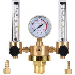 Dual Tube Argon Regulator Flowmeter Gas Drukregelaar G5/8 Buitendraad Voor Lassen (WX-562-5)