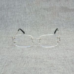 Vintage Randloze Vierkante Clear C Draad Brilmontuur Mannen Ovale Brillen Optische Oversize Eyewear Vrouwen voor Lezen Oculos Bril
