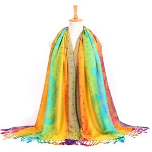 Moslim Etnische Stijl Vrouwelijke Retro Jacquard Kwastje Sjaal Jacquard Katoen Veer Reizen En Najaar Lange Bohemian Shawl