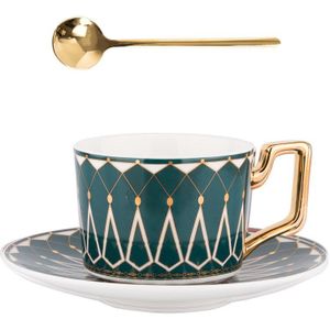 Britse Stijl Luxe Marokkaanse Koffie Kop En Schotel Set Met Goud Handvat 220Ml Keramische Afternoon Tea Cup Porselein Drinkware