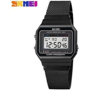 Skmei Retro Led Digitale Horloge Mode Elektronische Klok Vierkante Elektronische Horloges Steel Mesh Band Sport Horloges