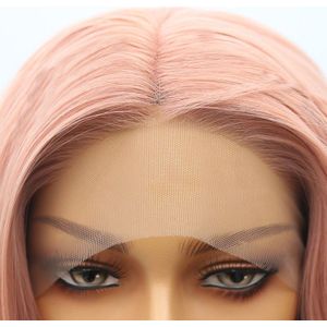 Bombshell Rose Goud Roze Losse Body Wave Synthetisch Haar Lace Front Pruik Hittebestendige Vezel Haar Natuurlijke Haarlijn Voor Vrouwen pruiken