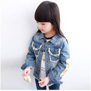 Kinderkleding Kinderen Meisjes Jassen Cool Kid Lange Mouwen Turn-Down Kraag Knoppen Jassen Pocket Meisje Patroon Denim bovenkleding