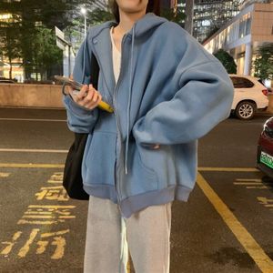Hoodies Vrouwen Brief Oversized Hooded Bovenkleding Zip-Up Tieners Herfst Ins Populaire Rits Koreaanse Stijl Vrouwelijke Dagelijkse Eenvoudige Basic