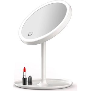 Verlichte Make-Up Spiegel Ring Licht Led Hd Spiegel Smart Touch Control Opstaan Bureau Tafel Spiegel Usb Lading