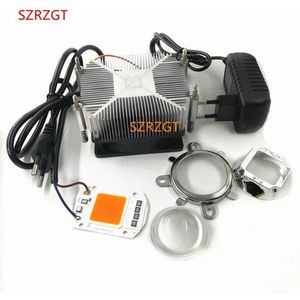 110 V/220 V 50 W 380NM-840NM Volledige Spectrum LED + Heatsink Cooler + lens + power + kabel