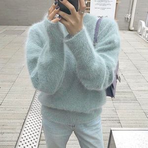 Syiwidii Trui Vrouwen Herfst Winter Zachte Warme Truien Koreaanse Top Winter Kleding Vrouwen Solid Casual Groen Roze Sky Blue