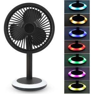 Power Kabel Oscillerende Fan Usb Oplaadbare Desktop Tafel Ventilator Met Kleurrijke Led-verlichting Voor Student Desktop Tafel Oscillerende