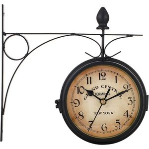 Klassieke Vintage Metalen Frame Wandklok Retro Dubbelzijdig Ronde Muur Moun Opknoping Klok Europese Stijl Decor Woonkamer