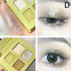4 Kleuren Oogschaduw Palet Draagbare Make Hoogtepunt Shimmer Oogschaduw