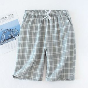 Mannen Katoen Gaas Broek Plaid Gebreide Slaap Shorts Heren Pyjama Broek Bodems Nachtkleding Pyjama Korte Voor Mannen Pijama Hombre