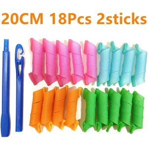 Haar Rollen Slak Vorm Niet Golfvorm 75Cm 18Pcs 4 Sticks Spiraal Ronde Krullen Haar Krultang Soft Hair Curler bendy Haar Rollen Diy