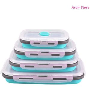 Plastic Voedsel Opslag Containers Met Deksels-4Pcs Silicone Inklapbare Lunchbox Luchtdichte Vacuüm Seal-Vriezer